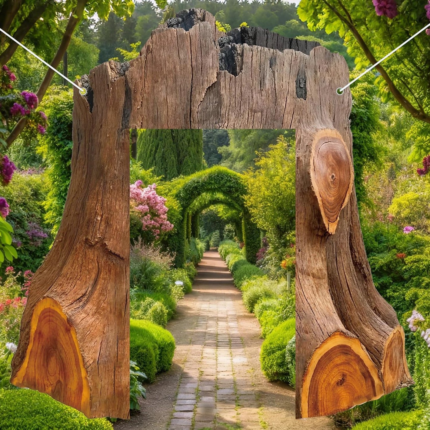 Regine Switzerland Camping Wooden Circles Banner - Rustic Tree Stump Decor for Forest-Themed Parties