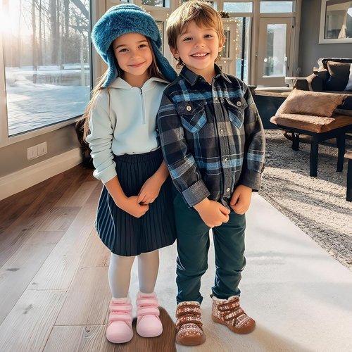 LeIsfIt Toddler Boots - Cozy Plush Lining Winter Shoes for Girls & Boys | Warm Faux Fur Booties