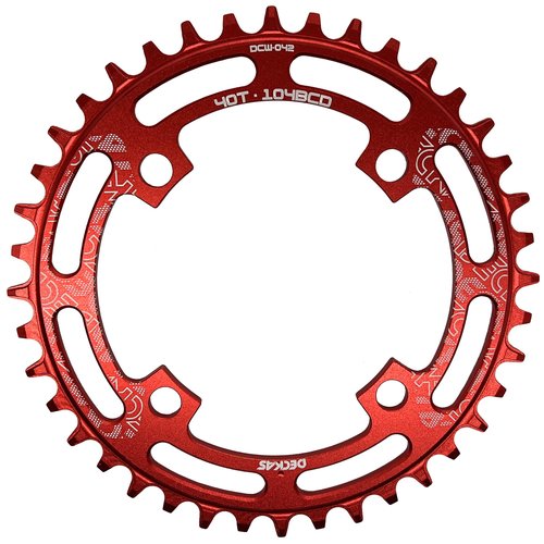 DECKAS Round Chainring 104BCD 40T 42T 44T 46T 48T 50T 52T Narrow Wide Chainring for 7 8 9 10 11 12 Speed Chains (Round Red, 50T)