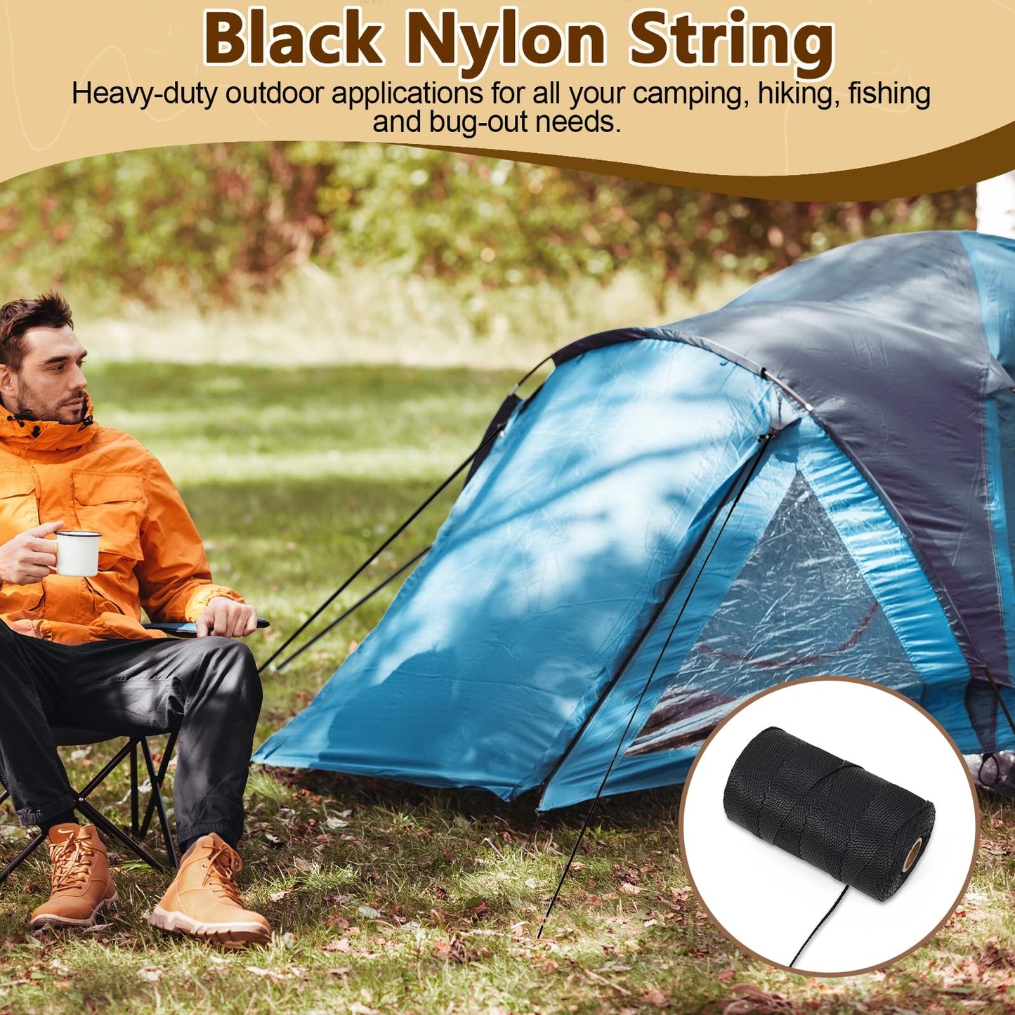 Black Nylon String,500 Feet 2mm Nylon Cord Twine for Garden,Tomato,Climbing Plant,Tie Floristry,Fishing,Wrapping,Camping and Outdoor Survival,Netting Home Improvement