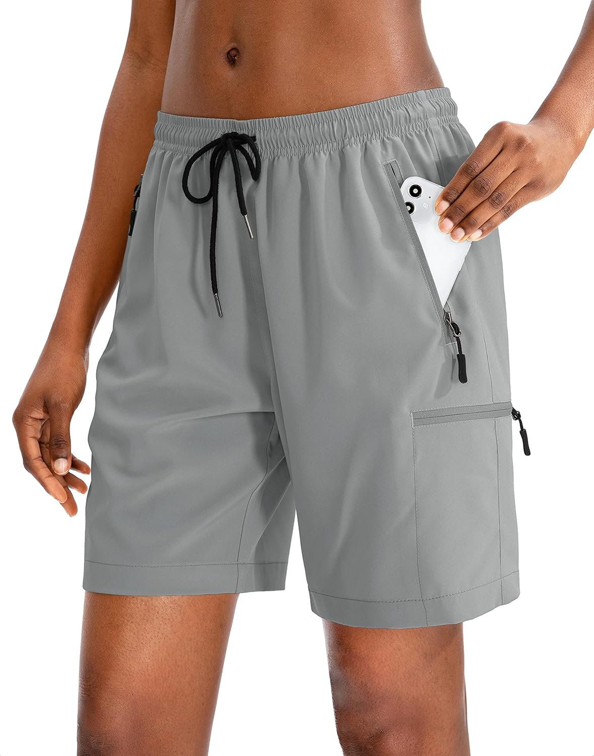 SANTINY Women's Hiking Cargo Shorts - Quick Dry, Lightweight Summer Athletic Shorts with Zipper Pockets | 5''/7''/9'' Sizes