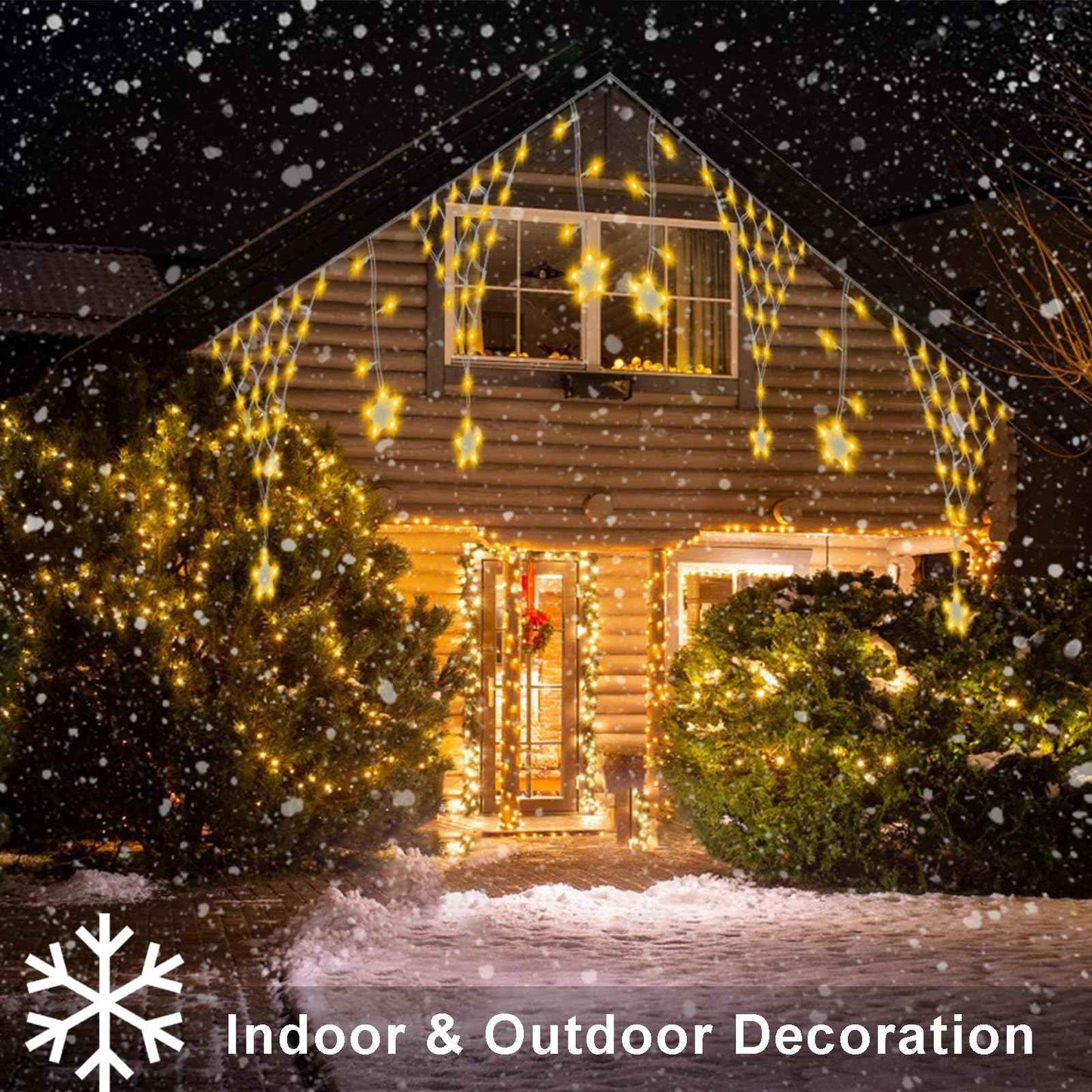 DBFAIRY Christmas Net Lights,196 LED 13.1x1.9Ft Waterproof Outdoor Christmas Lights Net Mesh Light Mains Powered Timer Built in LED Net Light Holiday Decor for Balcony Fence Roof Railing Wall