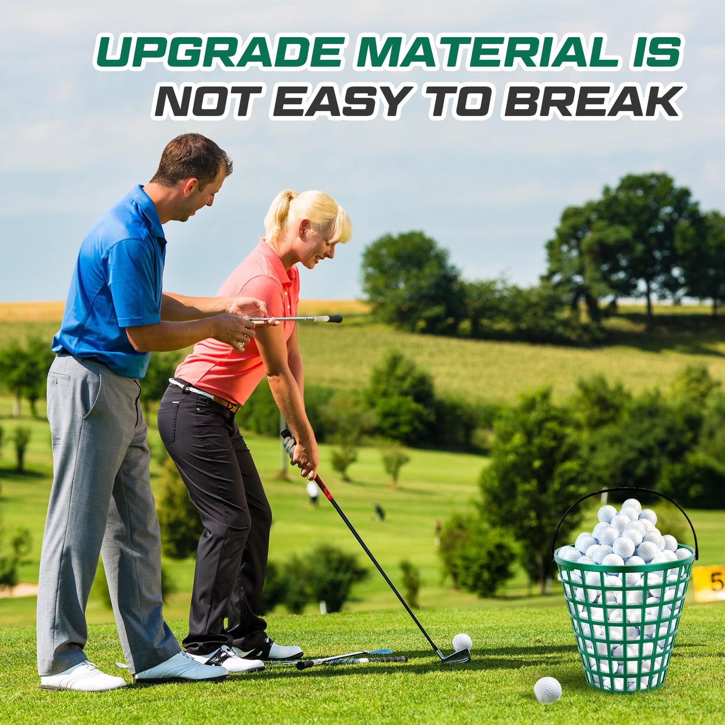 Halloscume 2 Pcs Golf Ball Basket, Can Hold 100 Balls Golf Container with Handle Holder Contain Stadium Accessories Storage Bucket for Storage Accessories(10 x 10 inch)