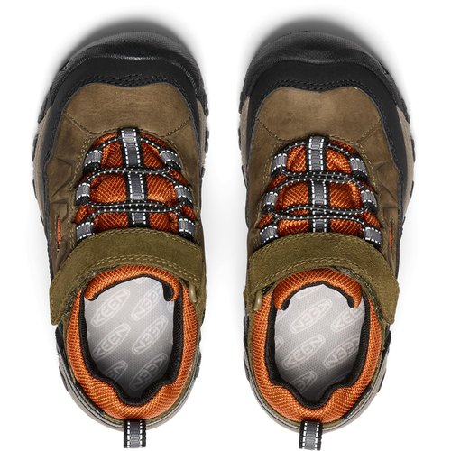 KEEN Unisex-Child Targhee 4 Low Height Durable Comfortable Waterproof Hiking Shoes, Dark Olive/Gold Flame, 3