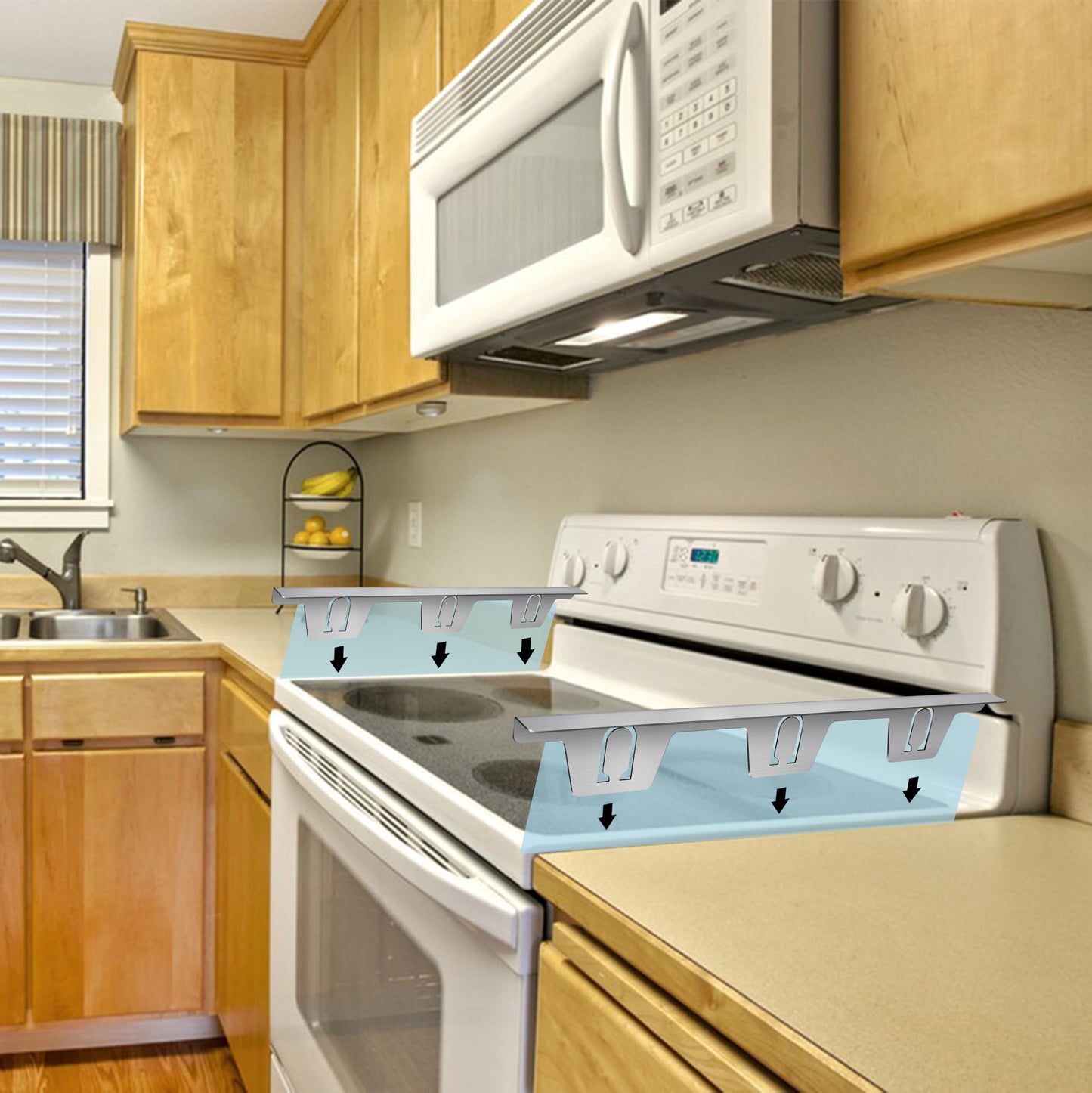 KSWLOR 4PCS Stove Gap Covers Stainless Steel, Stove Top Gap Cover, Retractable Stainless Steel Stove Counter Gap Filler, Counter Oven Gap Space Cover, Kitchen Stove Side Gap Guards