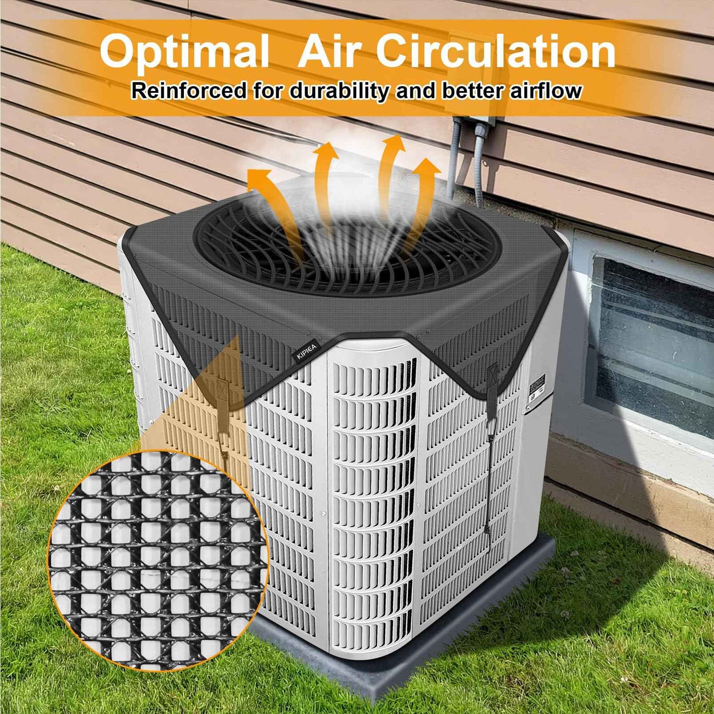 Kipiea Central Air Conditioner Mesh Covers for Outside Units, Top Universal Upgrade Mesh Outdoor AC Unit Cover Defender for All Seasons (30" x 30")