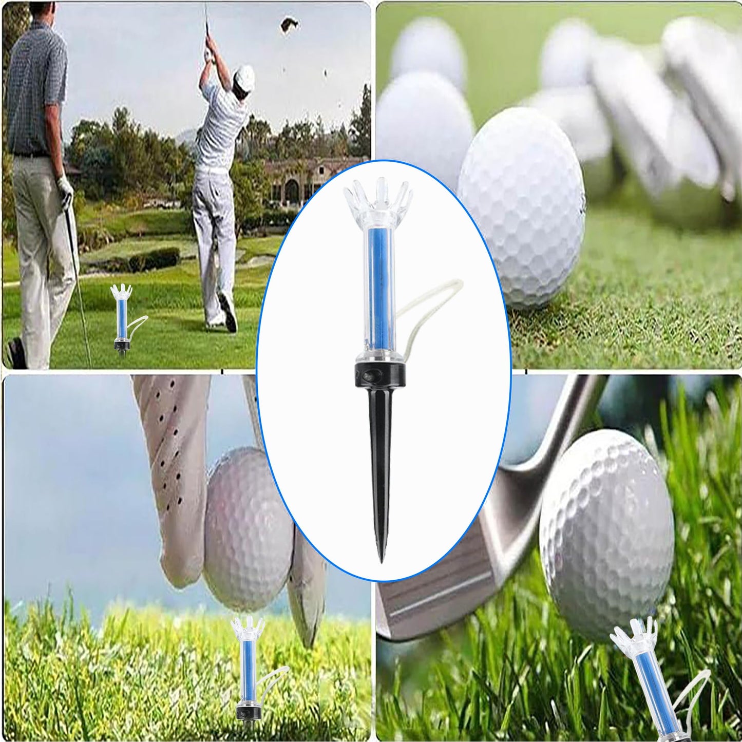 Magnetic Plastic Golf Tees, 10 Pcs Professional Long Golf Tees 3 1/2, Premium 8 Prongs Design Enhanced Durability & Stability, Precision Height Markers for Perfect Trajectory, Golf Accessories for Men