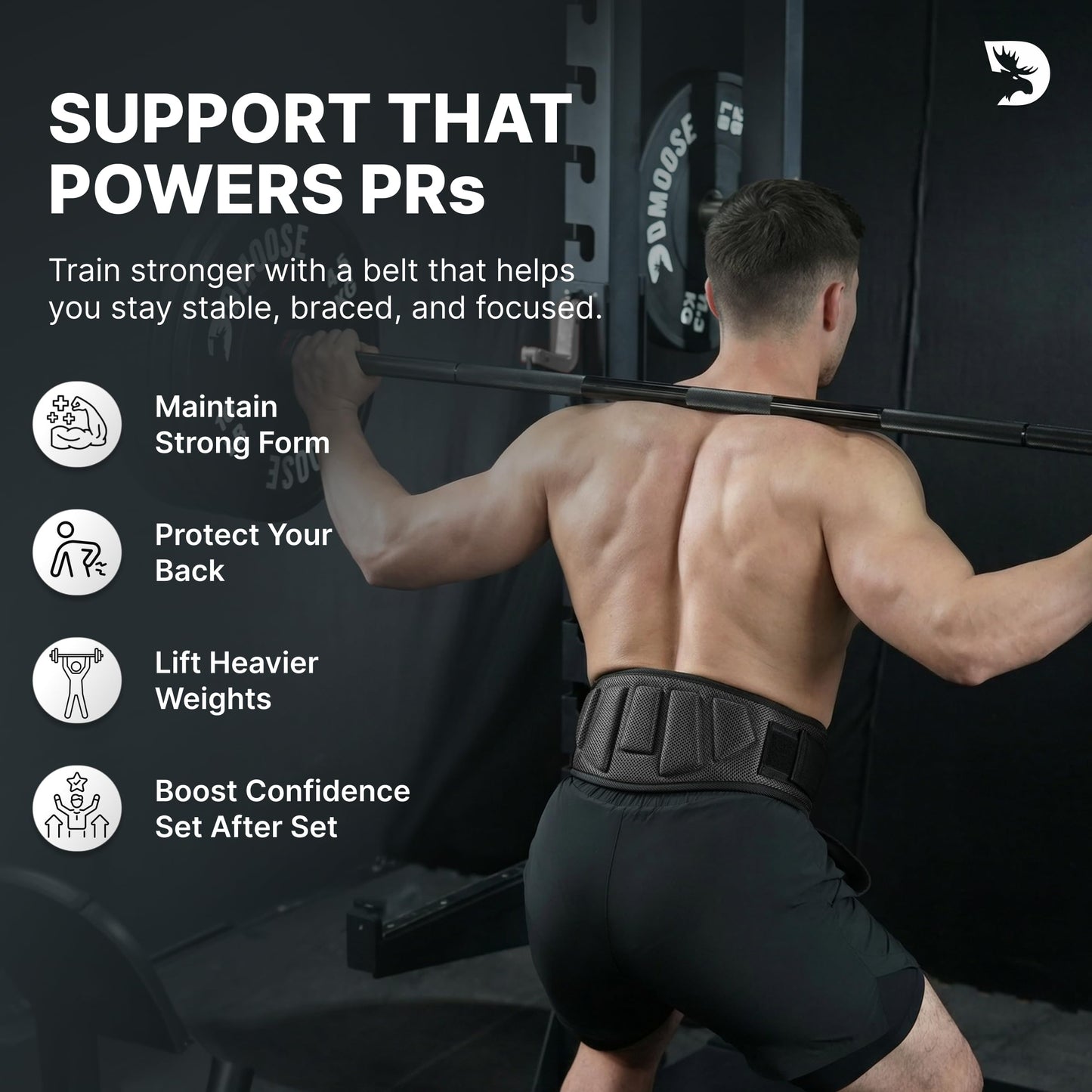 DMoose lifting belts 6 Inch Auto-Lock Breathable Weight Lifting Back Support, Workout Back Support for Lifting, Fitness, Cross Training and Powerlifting - Black Medium