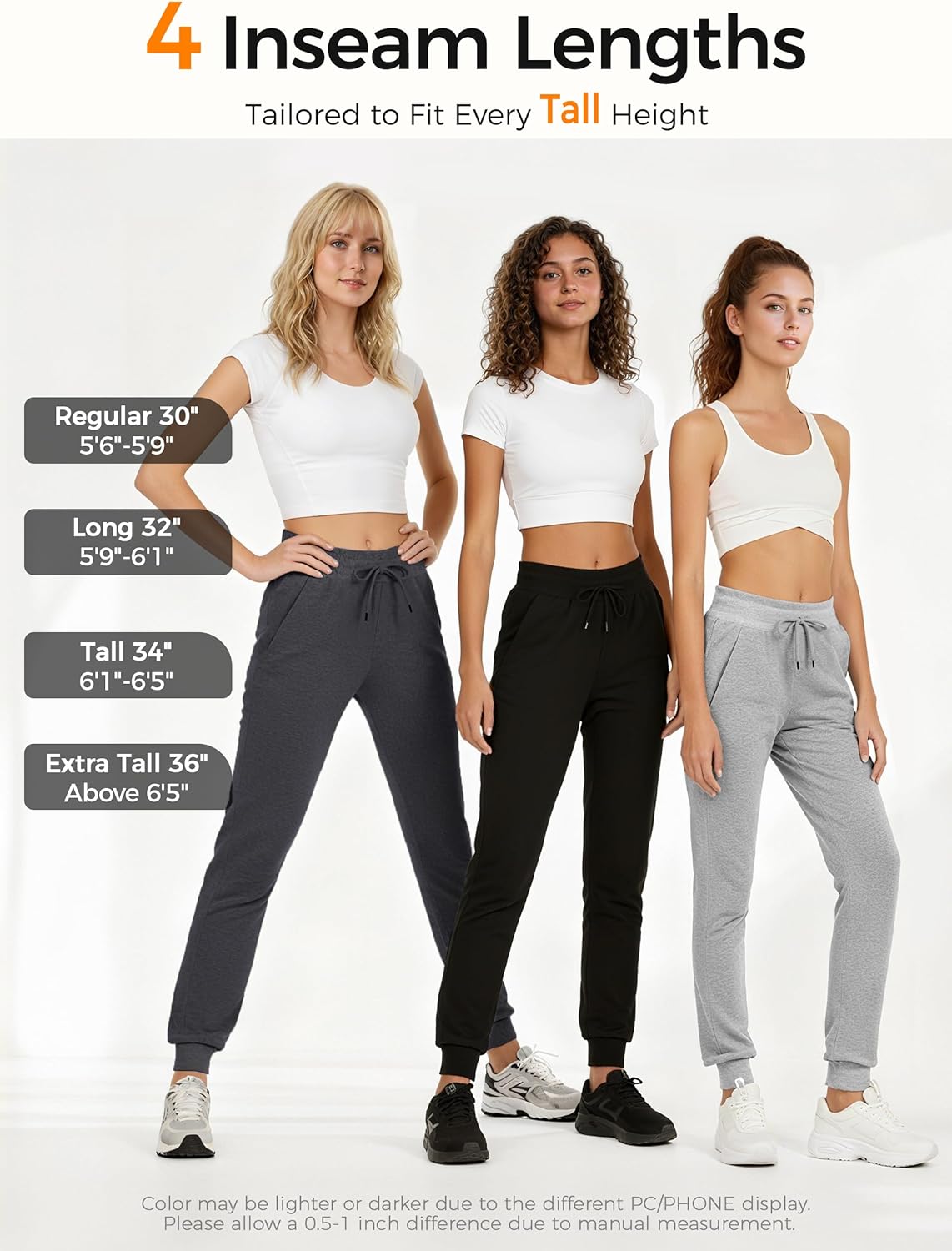 SEVEGO Lightweight Cotton Joggers - Tall Women's Athletic Pants for Yoga & Running | Multiple Inseam Options