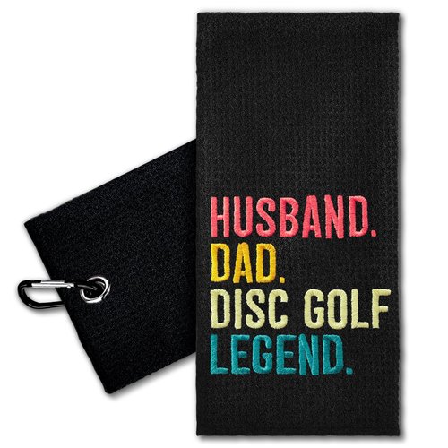 ERHACHAIJIA Husband Dad DiscGolf Legend Embroidered Disc Golf Towel with Clip. Funny DiscGolf Accessories Golf Gifts for Men Disc Golf Lover Dad, Birthday Retirement Present for Papa Husband Grandpa