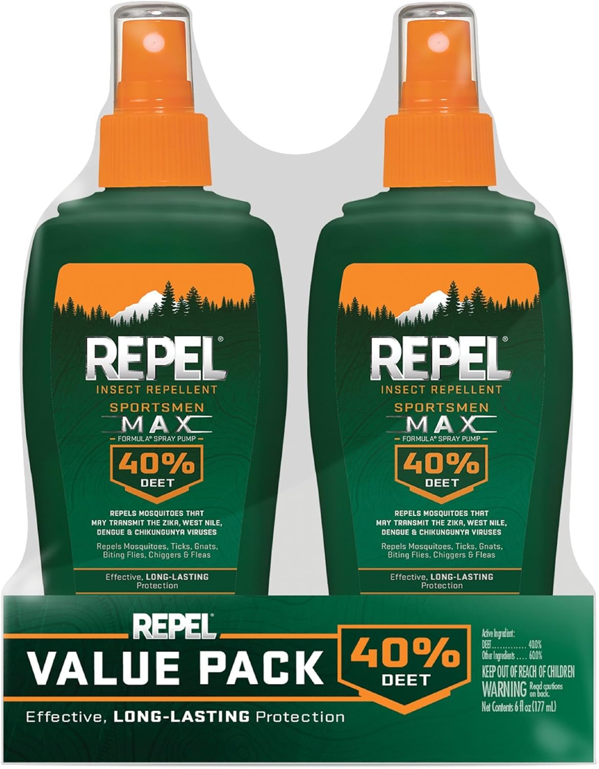 Repel Insect Repellent - Sportsman Max Formula for Mosquitoes, Ticks & Gnats | 6 oz Aerosol (Pack of 2)