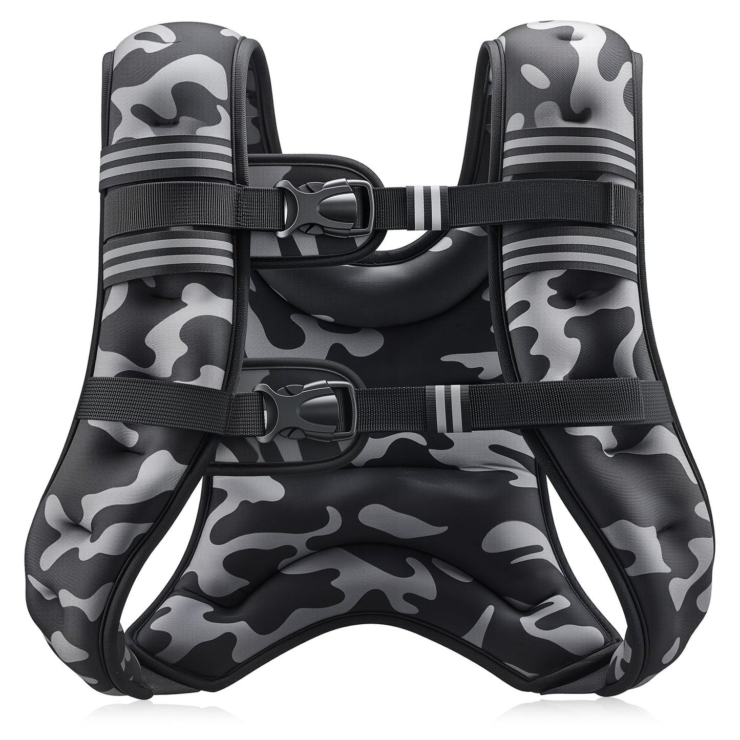 ZELUS Weighted Vest, 6lb/8lb/12lb/16lb/20lb/25lb/30lb Weight Vest for Men Women with Storage Pocket Reflective Strips for Workout Strength Training Running Muscle Building, Black Camo (20 lb)