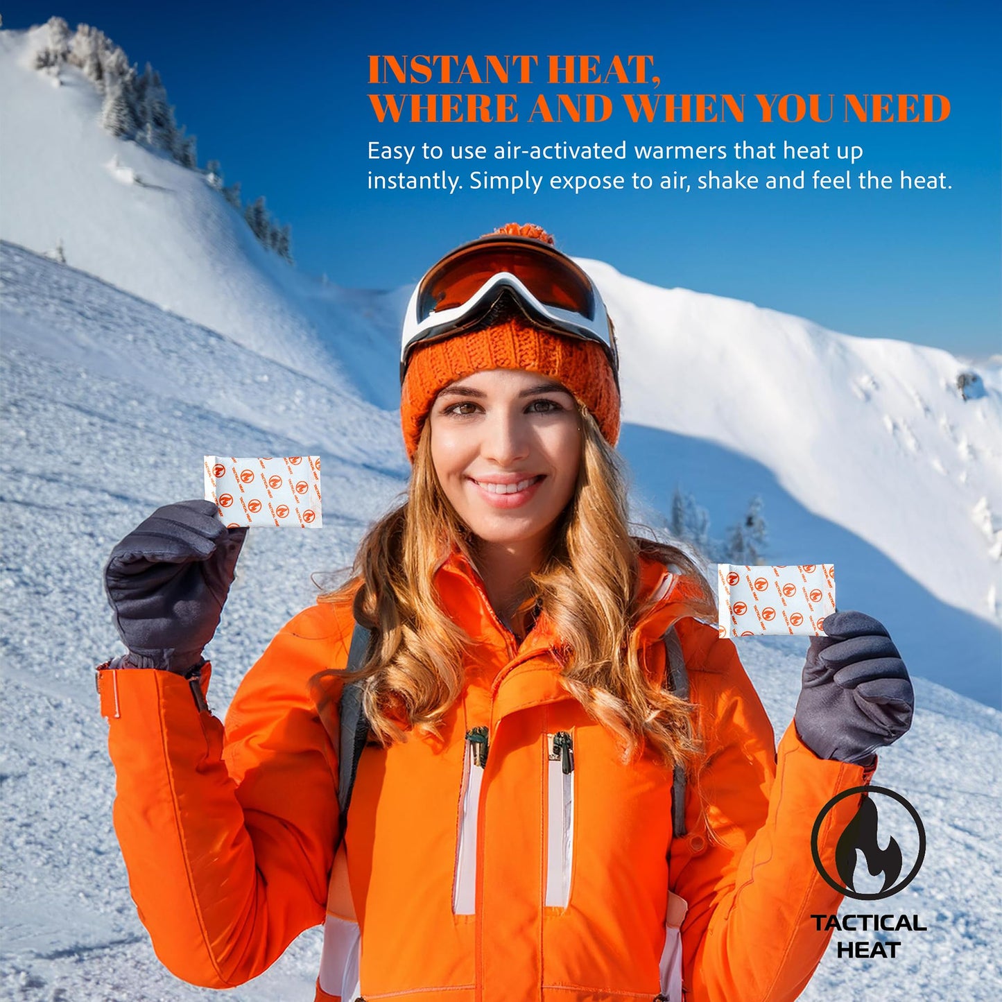 Tactical Heat - Hot Hand Warmers - All Natural, Air Activated Instant Heat - Disposable & 100% Recyclable/Compostable - Long Lasting, Easy & Safe for Skiing, Snowboarding, Camping & More - 40 Pairs