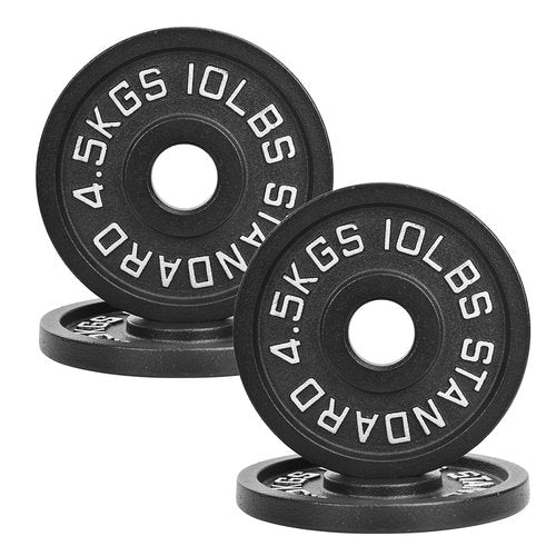 【10LB Two-Pair Set】2" Cast Iron Weight Plates | (4 x 10LB) Black Plates with Silver Numbers | Fits Standard Dumbbell Handles & Barbells
