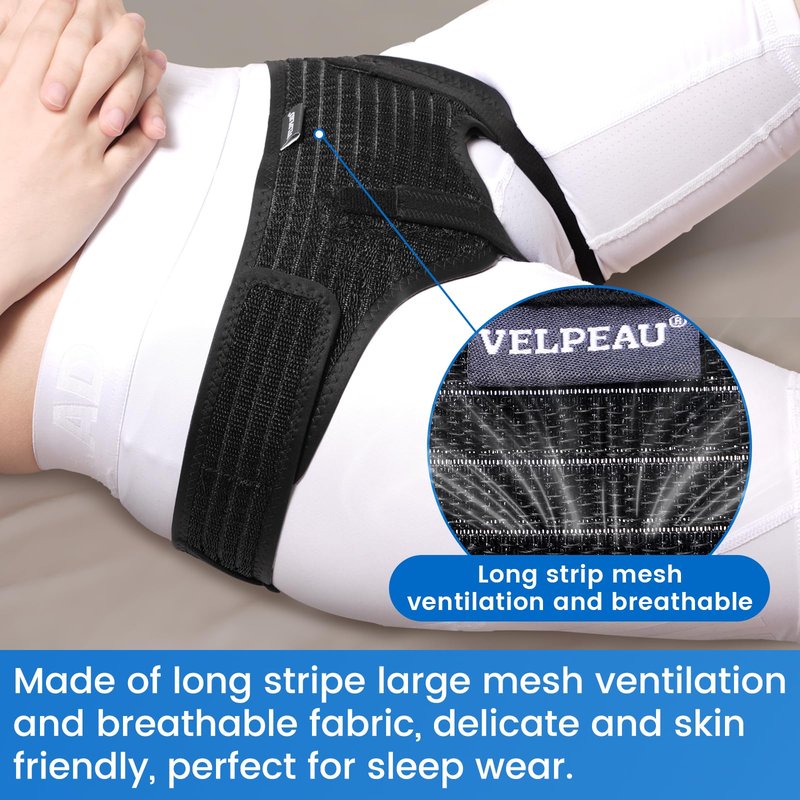 VELPEAU Hernia Belt for Men & Women - Bilateral/Double Inguinal, Groin Hernia Support Truss Underwear Briefs, Pain Relief Recovery Adjustable Strap with 2 Removable Medical Compression Pads (Black, M)