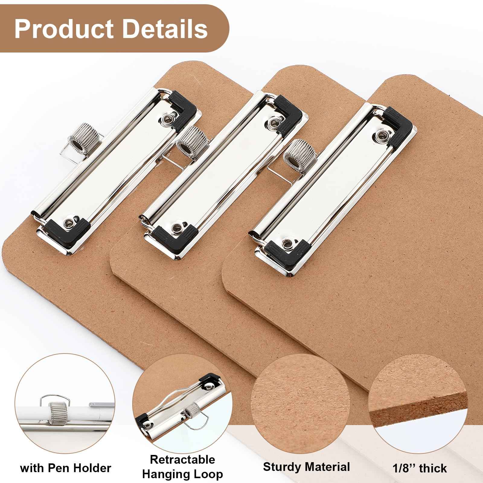 Sabary 24 Pack Mini Clipboards Bulk with Pen Holder 6x9 Small A5 Memo Size Clipboards Wood Note Boards Heavy Duty Hardboard Check Presenters for Restaurant Office Business Supplies (Pen Not Included)