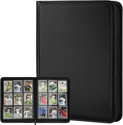GERMUN Trading Card Binder - Premium 9 Pocket Holder for 360 Cards | Double-Sided Album in Carbon Black