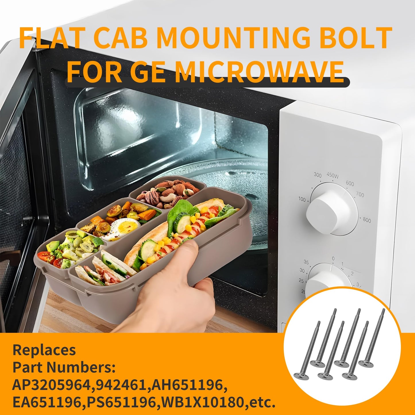6 Pack WB01X10180 Microwave Mounting Flat Bolt for GE Microwaves,of Flat Bolts for Easy Installation onto Microwave Cabinets - 3.87" L - Secure Your Microwave with Precision