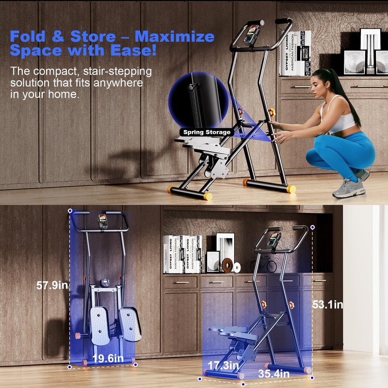Stair Stepper for Home Gym, 350lbs Vertical Climber Machine with LCD Display, Non-Slip Pedals & 350lb Capacity Compact Folding Cardio Exercise Climber