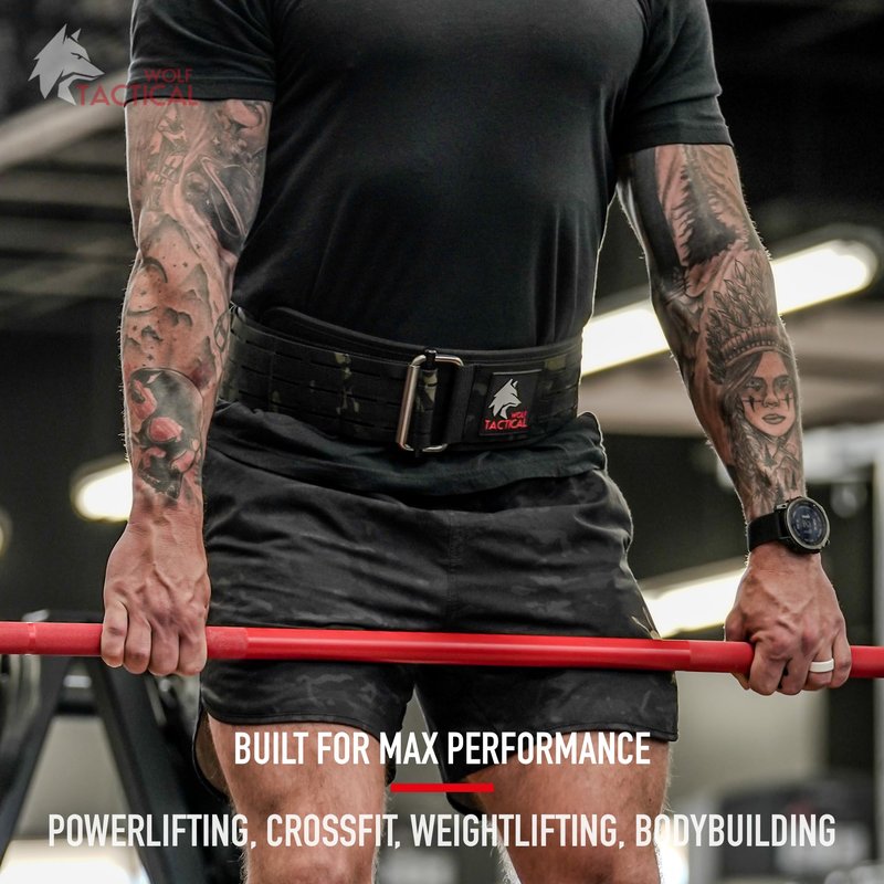 Wolf Tactical Men’s Weight Lifting Belt - Powerlifting, Deadlift, Squat Support, Black, L