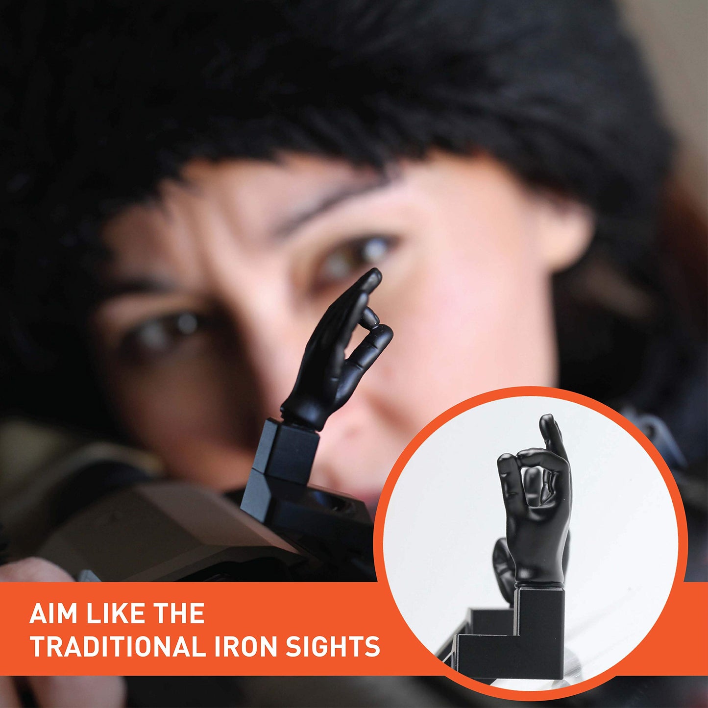 Stinger Novelty Finger Sight Set, Backup Front and Rear Iron Sight BUIS Set, Fit Picatinny Rail and Weaver (Black Color, Offset 45 Degree)