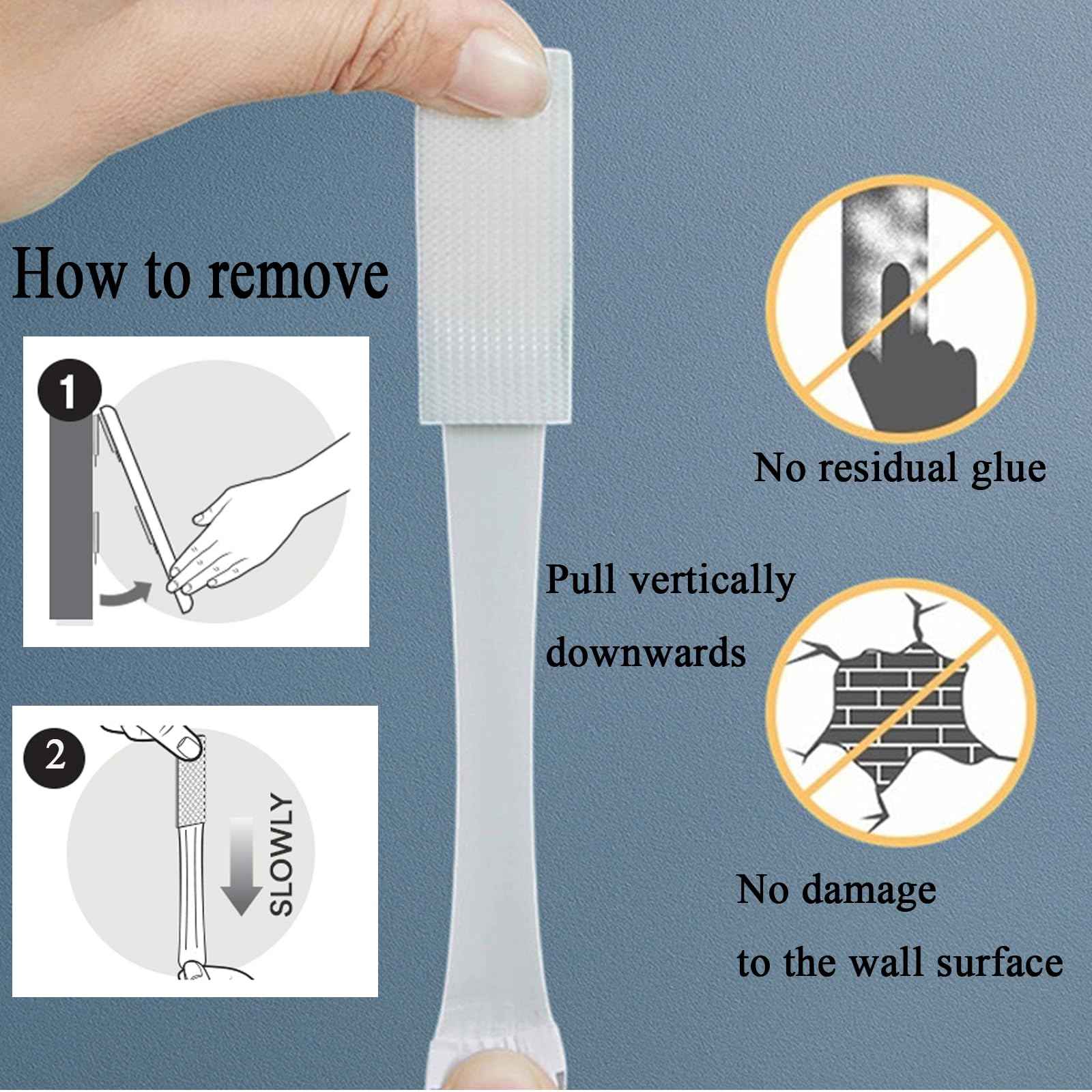 Large Picture Hanging Strips Heavy Duty, 32-Pairs(64 Strips) Sticky Picture Hangers for Walls No Damage Wall Picture Hangers Without Nails Refill Adhesive Poster Strips