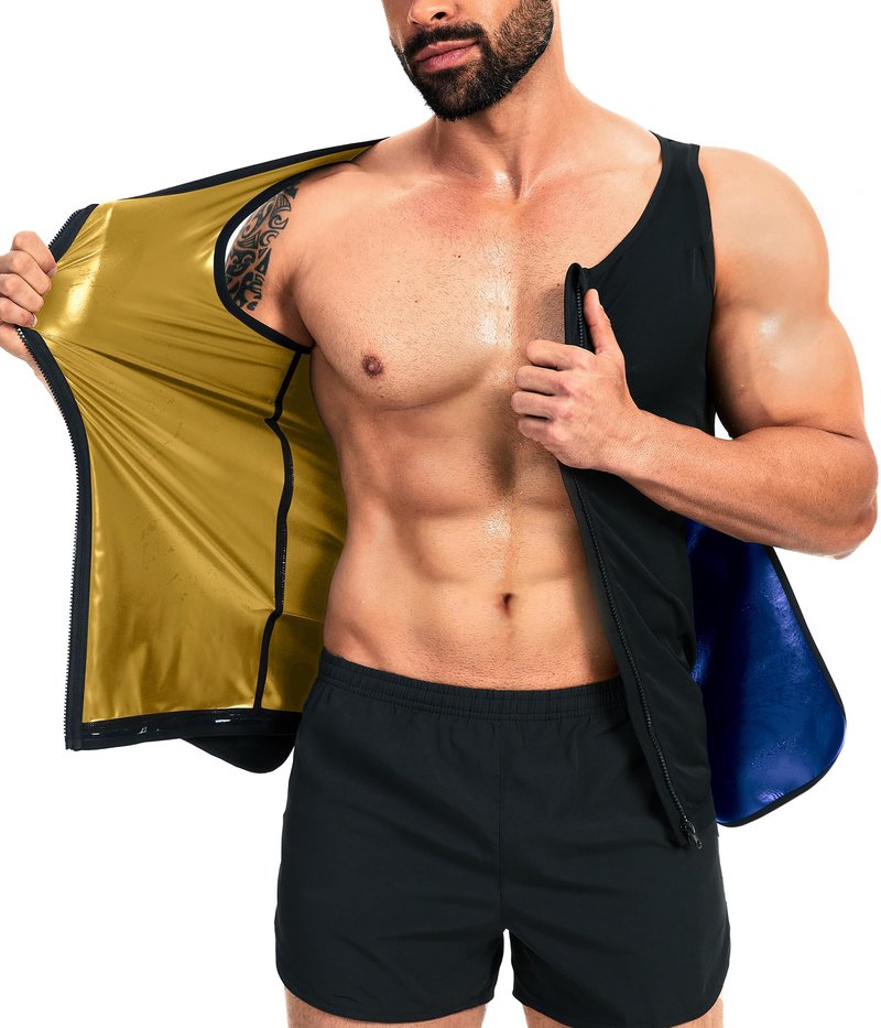 Sauna Vest for Men Waist Trainer Sauna Shirt for Men Zipper Sweat Belt Tank Top for Belly Fat(BG 4XL/5XL)