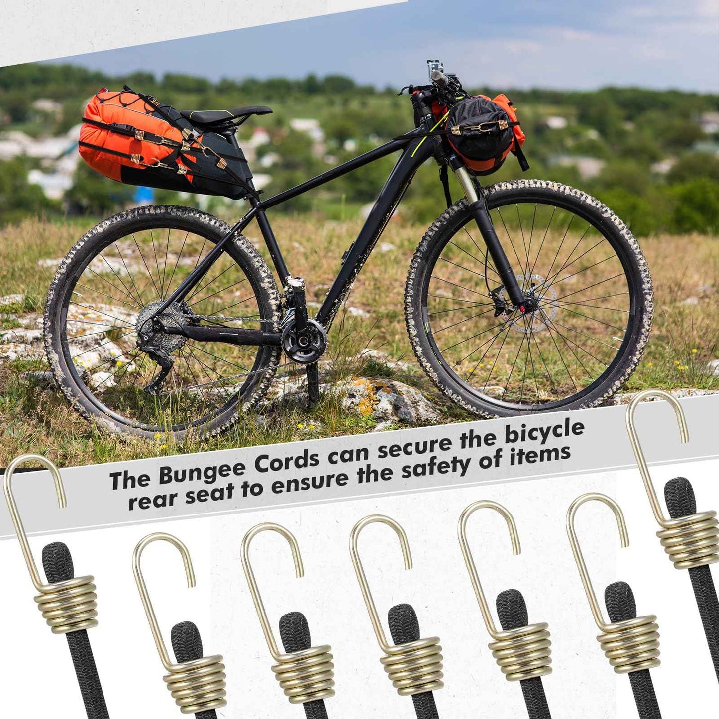 GliCraft 50 Pcs Mini Bungee Cords with Hooks Small Bungee Cords Short Elastic Straps for Luggage Bikes Camping Tools Tarp Cargo Motorcycle(2/4/6/8/10 Inch,Black)