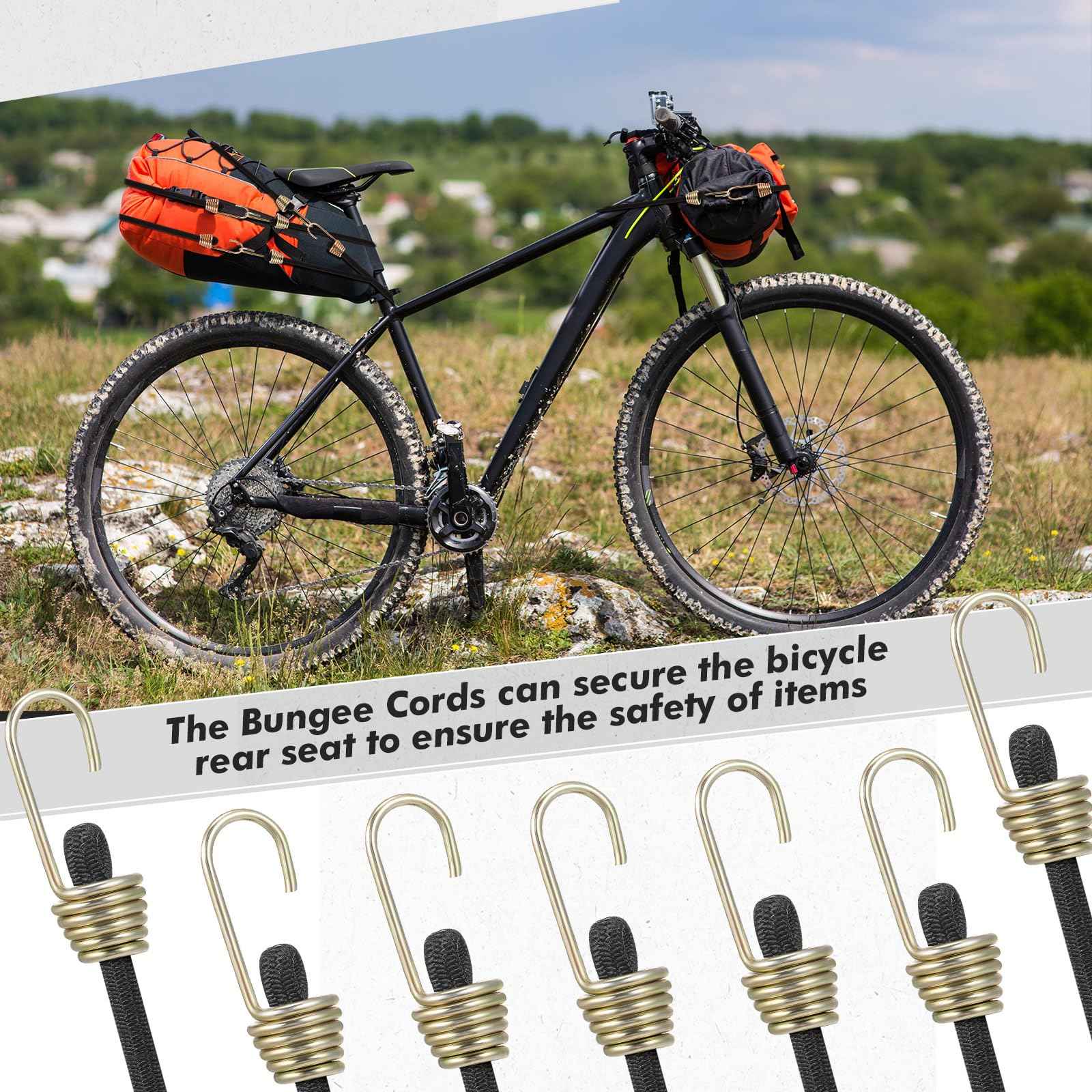 GliCraft 50 Pcs Mini Bungee Cords with Hooks Small Bungee Cords Short Elastic Straps for Luggage Bikes Camping Tools Tarp Cargo Motorcycle(2/4/6/8/10 Inch,Black)