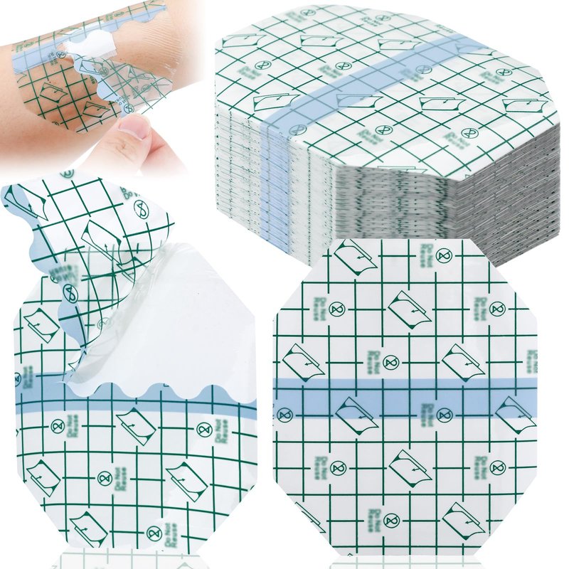 Nuanchu 100 Pieces Waterproof Bandage Adhesive Protective Transparent Clear Bandages Tape for Tattoos(4 x 5 Inch)