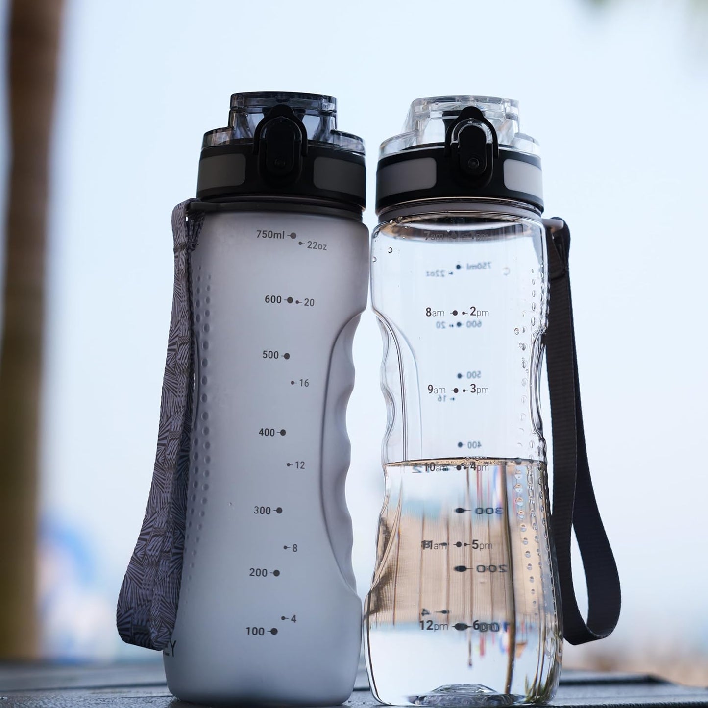 OLDLEY Motivational Water Bottle - 25 oz Leakproof Tritan Design with Time Marker & Strap | Perfect for Gym, School & Travel