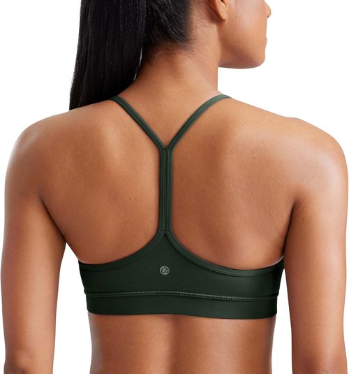 CRZ YOGA Butterluxe Sports Bra - Padded Racerback for Low Impact Yoga & Workouts | Women's Thin Strap Top