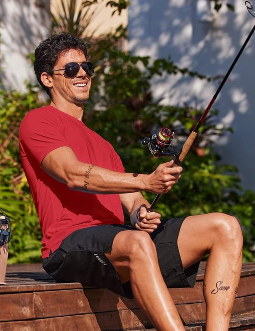 COOFANDY Men's UPF 50+ Swim Shirt - Short Sleeve Rash Guard | Quick-Dry Beach T-Shirt, Breathable