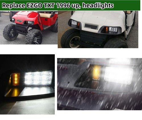 Golf Cart EZGO TXT LED Headlight | EZGO TXT LED light replacement for TXT 1996+UP Gas and Electric golf cart headlights only