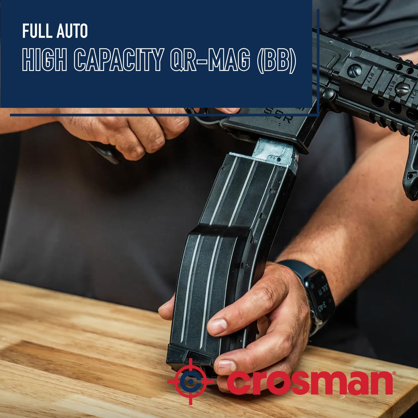 Crosman CFAHCM Quick Loading BB Magazine For SBR Full Auto BB Air Rifles, Black