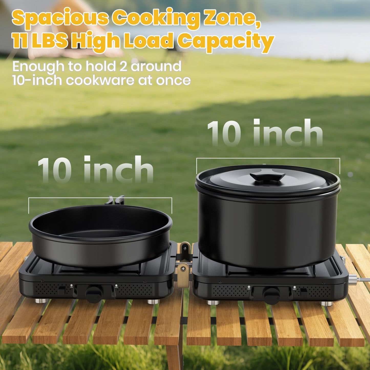 Camping Propane Stove 2 Burner 20000 BTU, Portable Folding Propane Stove with Carrying Bag, Adjustable High Heat Burners & Piezo Push-Button Instant Ignition,Outdoor Tailgating BBQ Camping Essentials