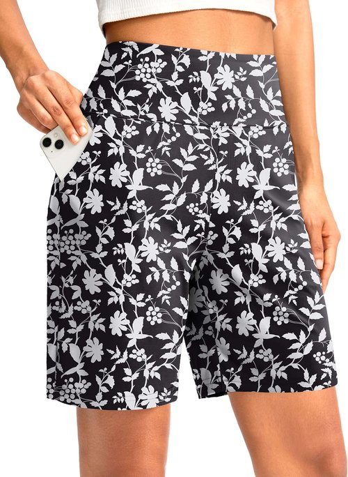 G Gradual Women's Bermuda Shorts - High Waisted, Knee Length with Pockets for Athletic Walking | 9" Size