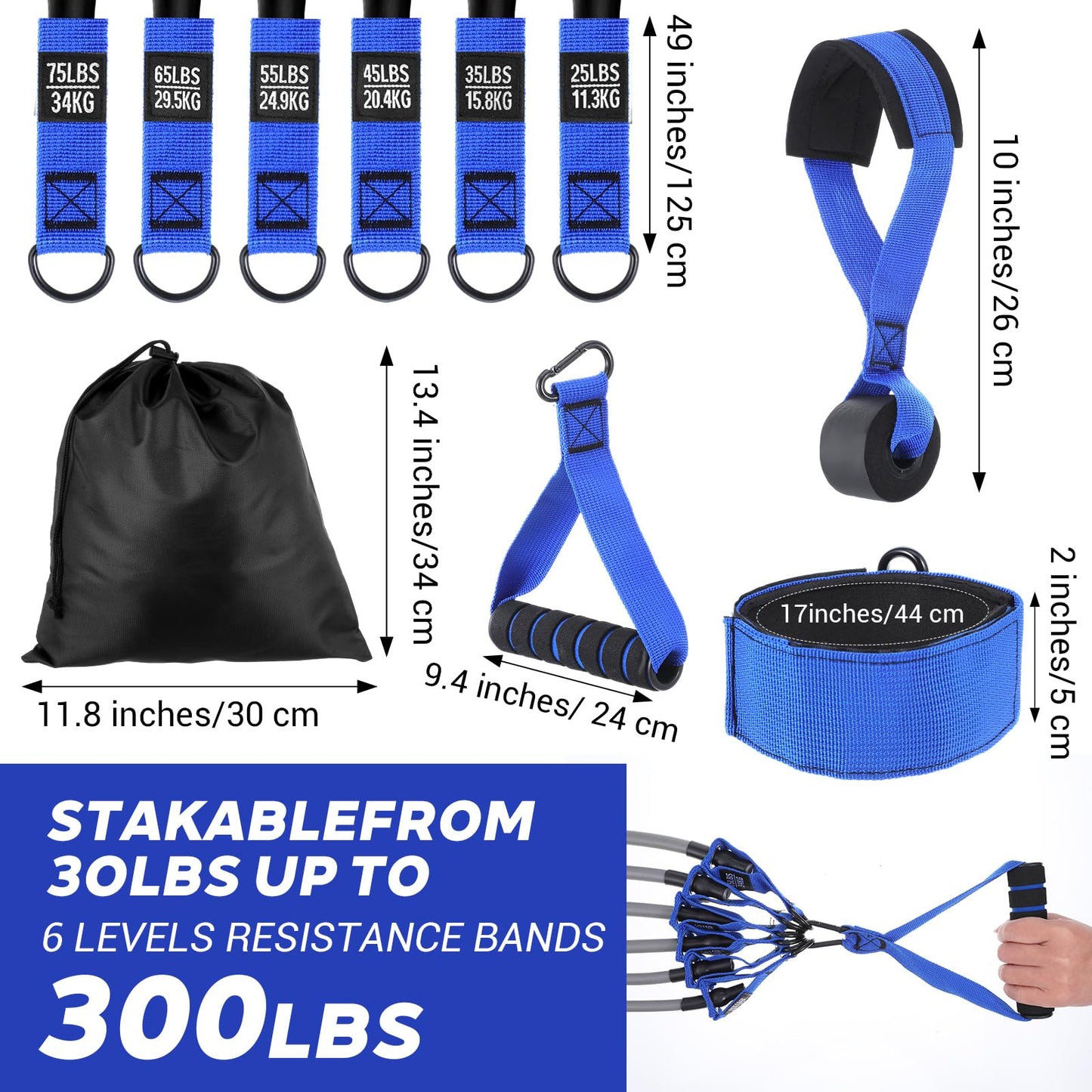 Kifmurase Heavy Resistance Bands for Working Out, 300lbs Exercise Bands with Handles, Workout Bands with Handles, Fitness Weight Bands for Men Muscle Strength Training Stretching Yoga