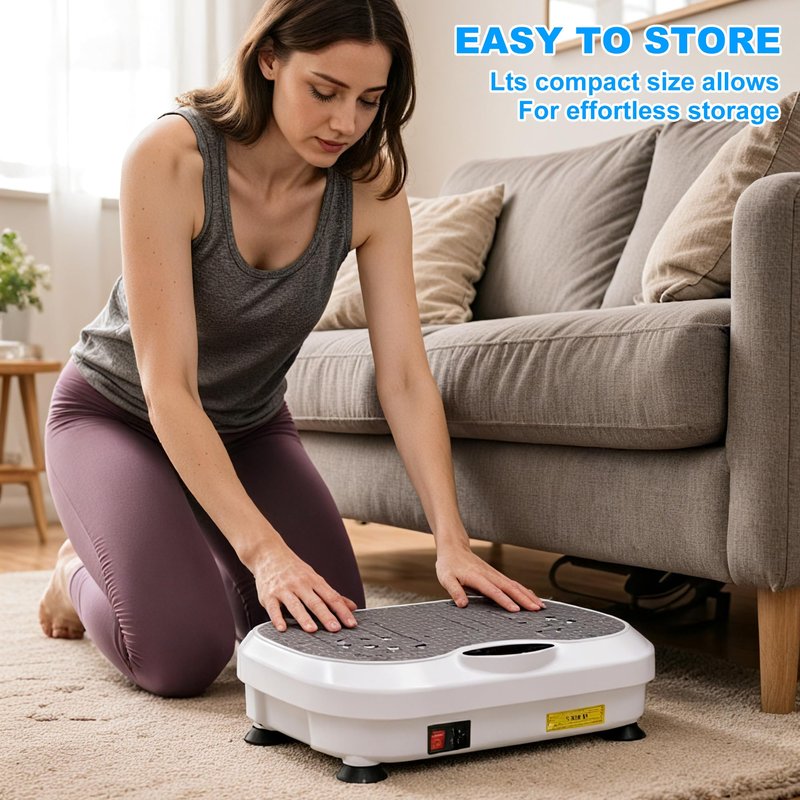 XIHEIMA Vibration Plate Exercise Machine for Lymphatic Drainage, Whole Body Fitness Workout Equipment Stand Shake Board Sport Gym for Weight Loss Fat Burner for Women Men (White)