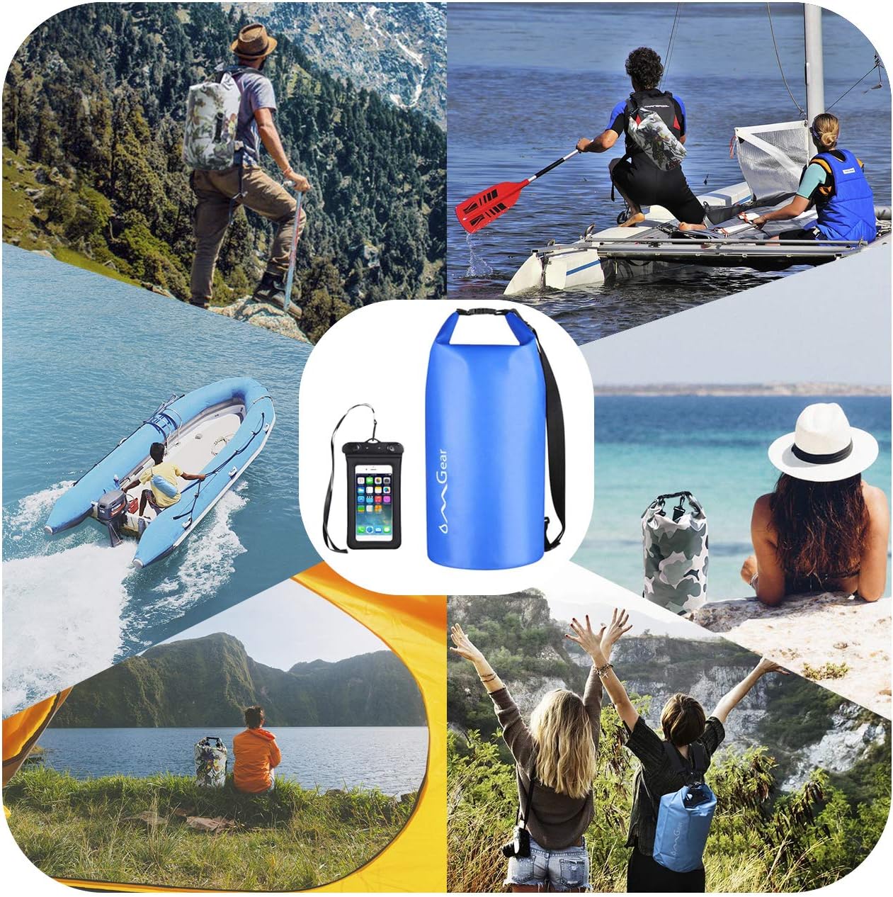 OMGear Waterproof Dry Bag Backpack - Floating Dry Sack for Kayaking & Outdoor Activities | 40L/30L/20L/10L/5L