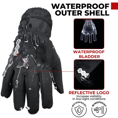HANDLANDY Winter Gloves for Men & Women, Insulated Waterproof for Cold Weather, Thermal Glove for Cycling, Ski, Riding, Driving, Biking, Running (Black, Large)