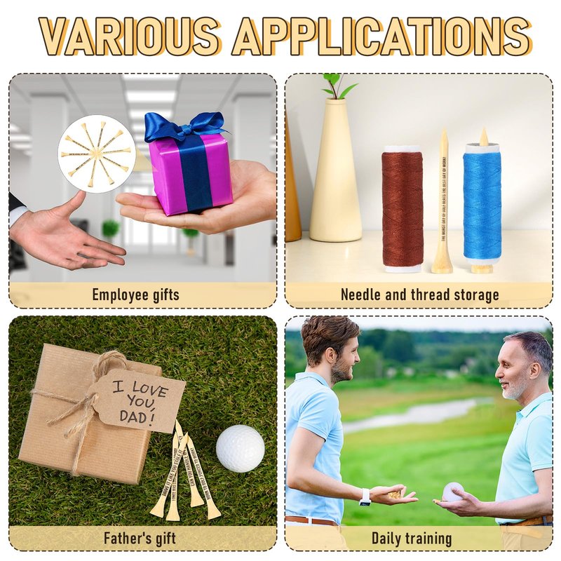 Hollowfly 100 Pack Wood Golf Tees Bulk for Men Easter Gifts 2-3/4 Inch Wooden Golf Tees Funny Birthday Gag Gifts for Men Grandpa Husband Lovers, 10 Style