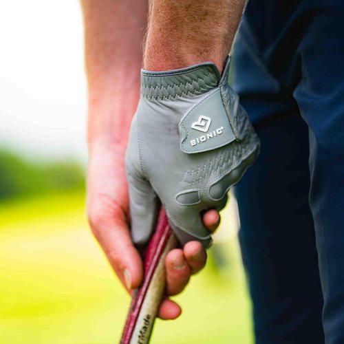 Bionic Men's StableGrip 2.0 Golf Glove - Premium Cabretta Leather in Grey for Superior Grip