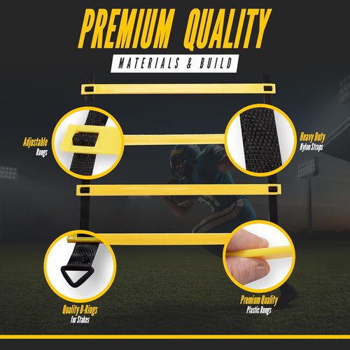 Agility Ladder 2 Pack - Speed Training Ladder Set with Ground Stakes & Carrying Bag - Ideal for Football, Soccer, Tennis
