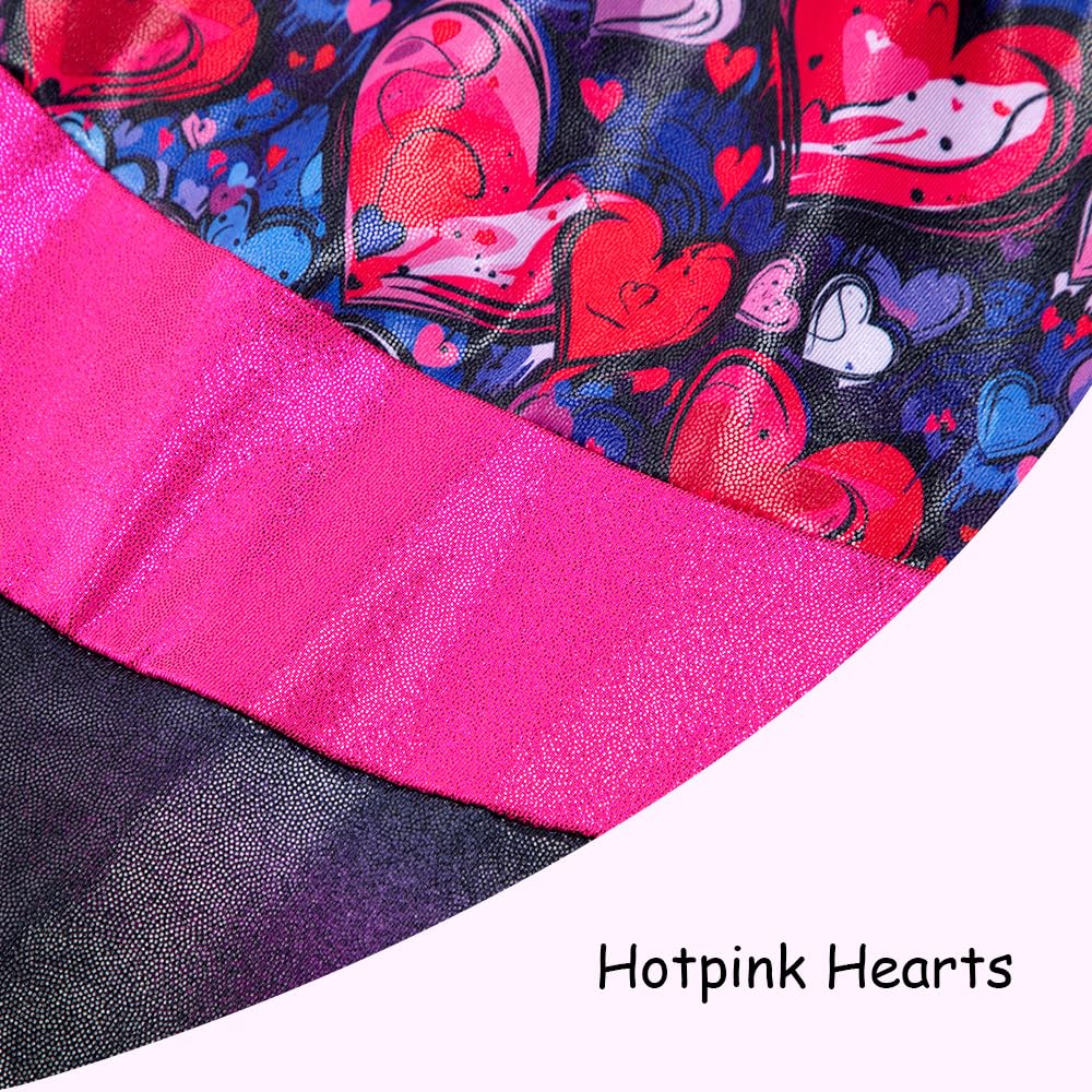 Gymnastics Leotards for Girls Toddler Ballet Dance Tumbling Outfits 7 8 Kids Sleeveless Gymnastic Biketard with Shorts Sparkly Dancewear Unitards Clothes Bodysuit (Hotpink Hearts, 7-8 Years)