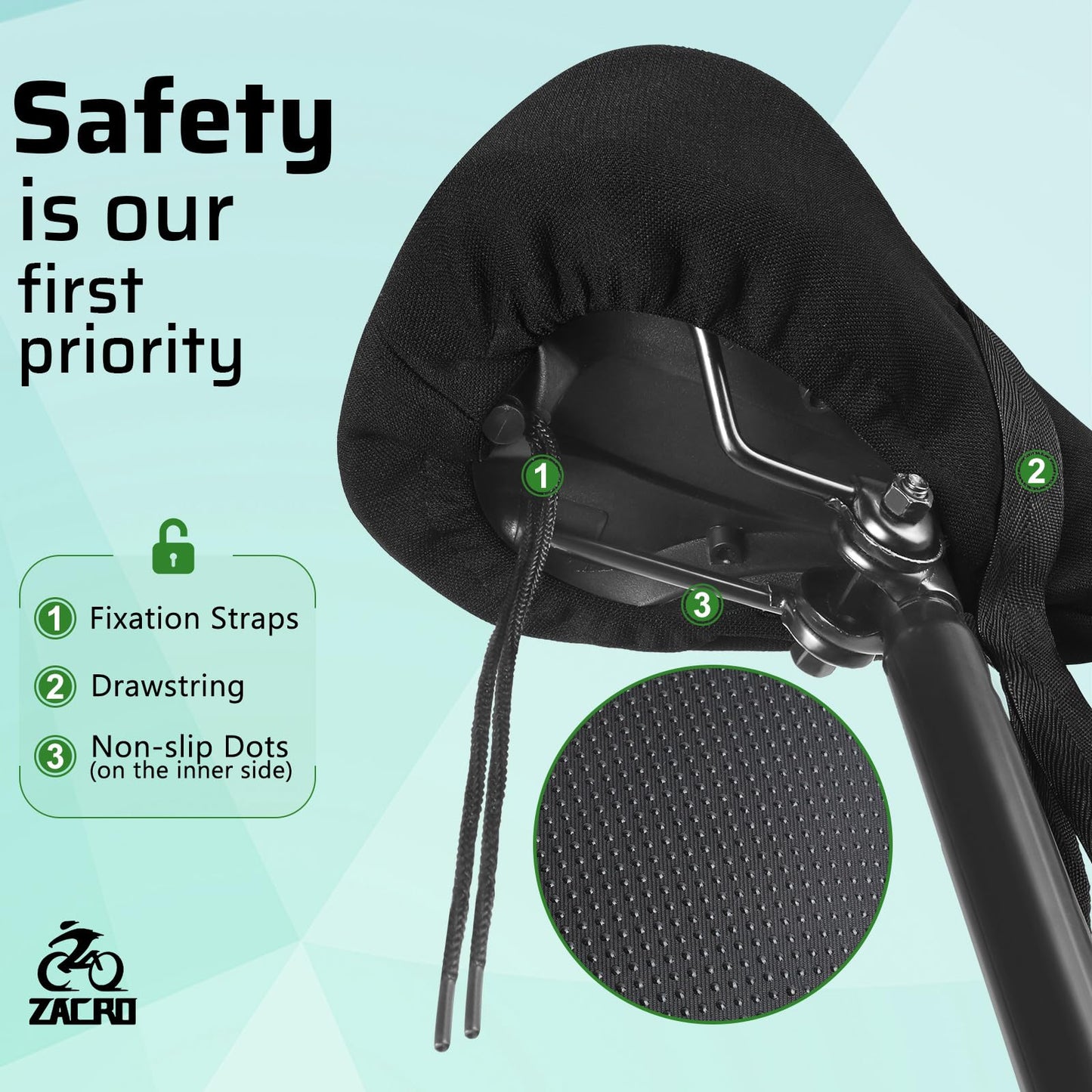 Zacro Wide Bike Seat Cushion - Gel Padded Bike Seat Cover for Men Women Comfort, Bike Seat Cover Compatible with Peloton, Spin Stationary Exercise Bikes, Mountain Bikes & Road Bikes,11x10inch, Black