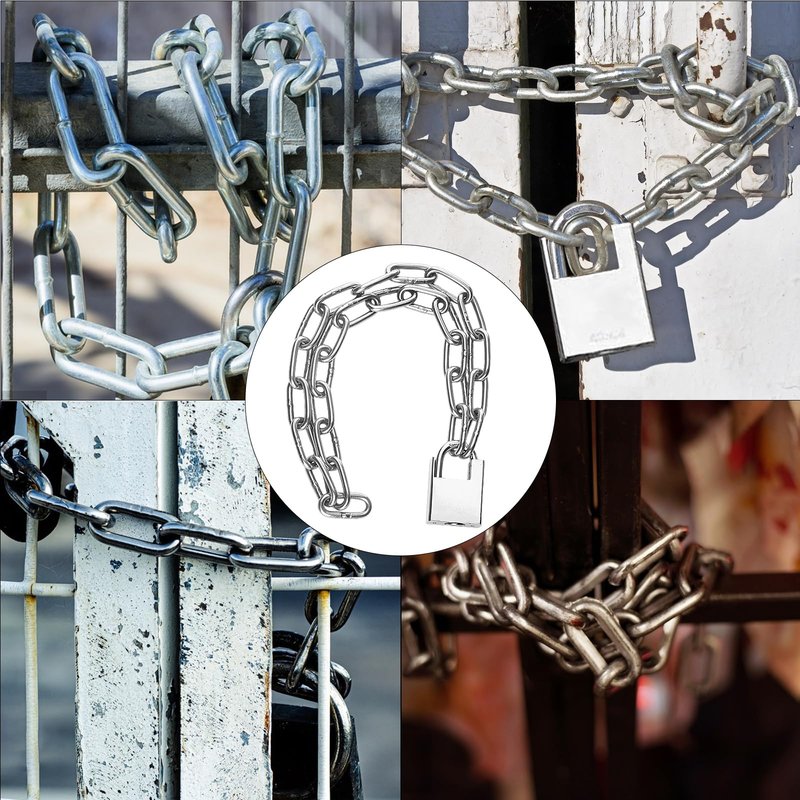 1 pcs Bike Chain Lock, Security Chain Lock, Premium Case-Hardened Safety Chain Bicycle Chain Lock for Bike Motorcycle Generator Gate Outdoor Furniture, Cannot Be Cut with Bolt Cutters & Hand Tool