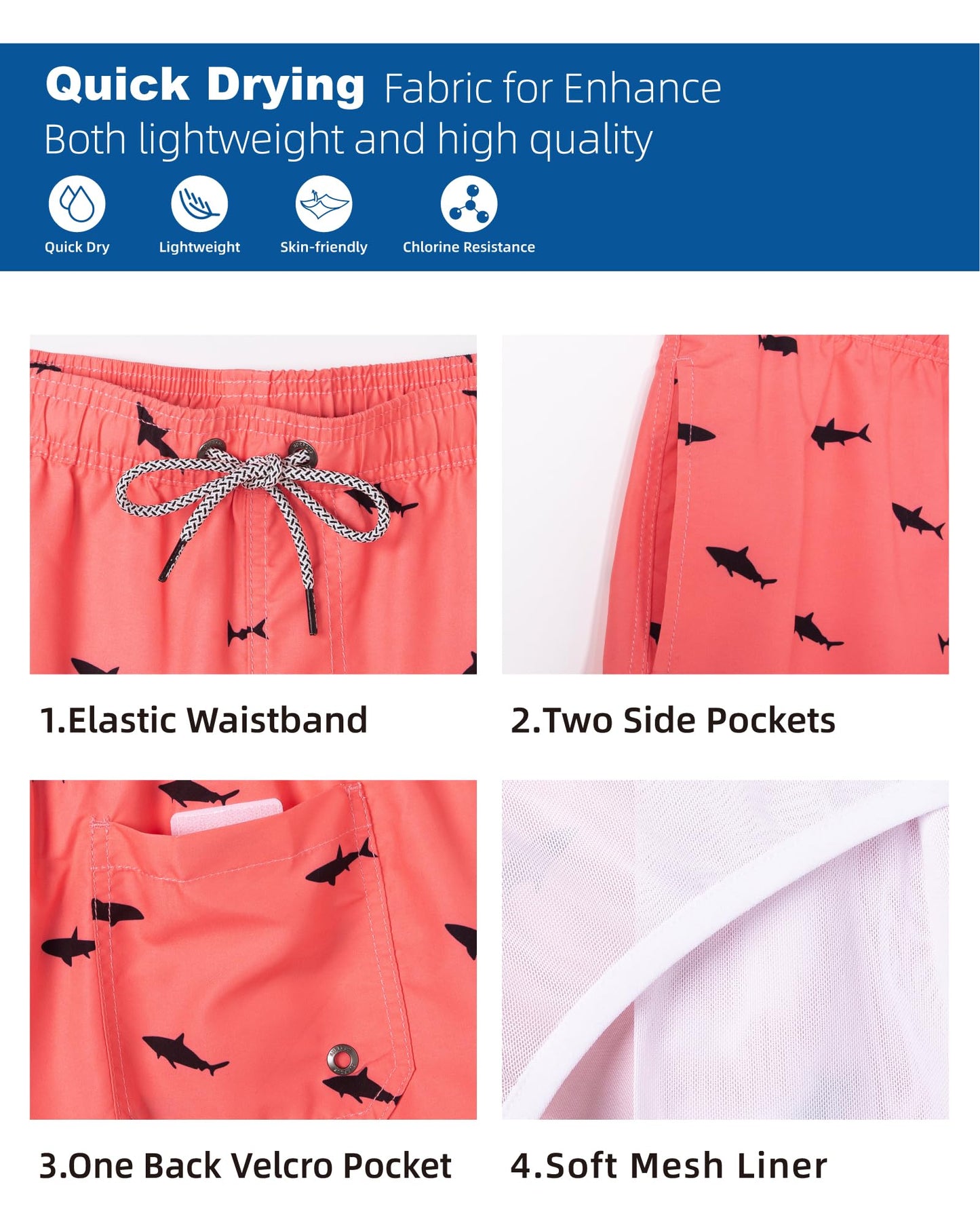 SURF CUZ Volley Shorts Swimming Trunks Quick Dry Swim Shorts