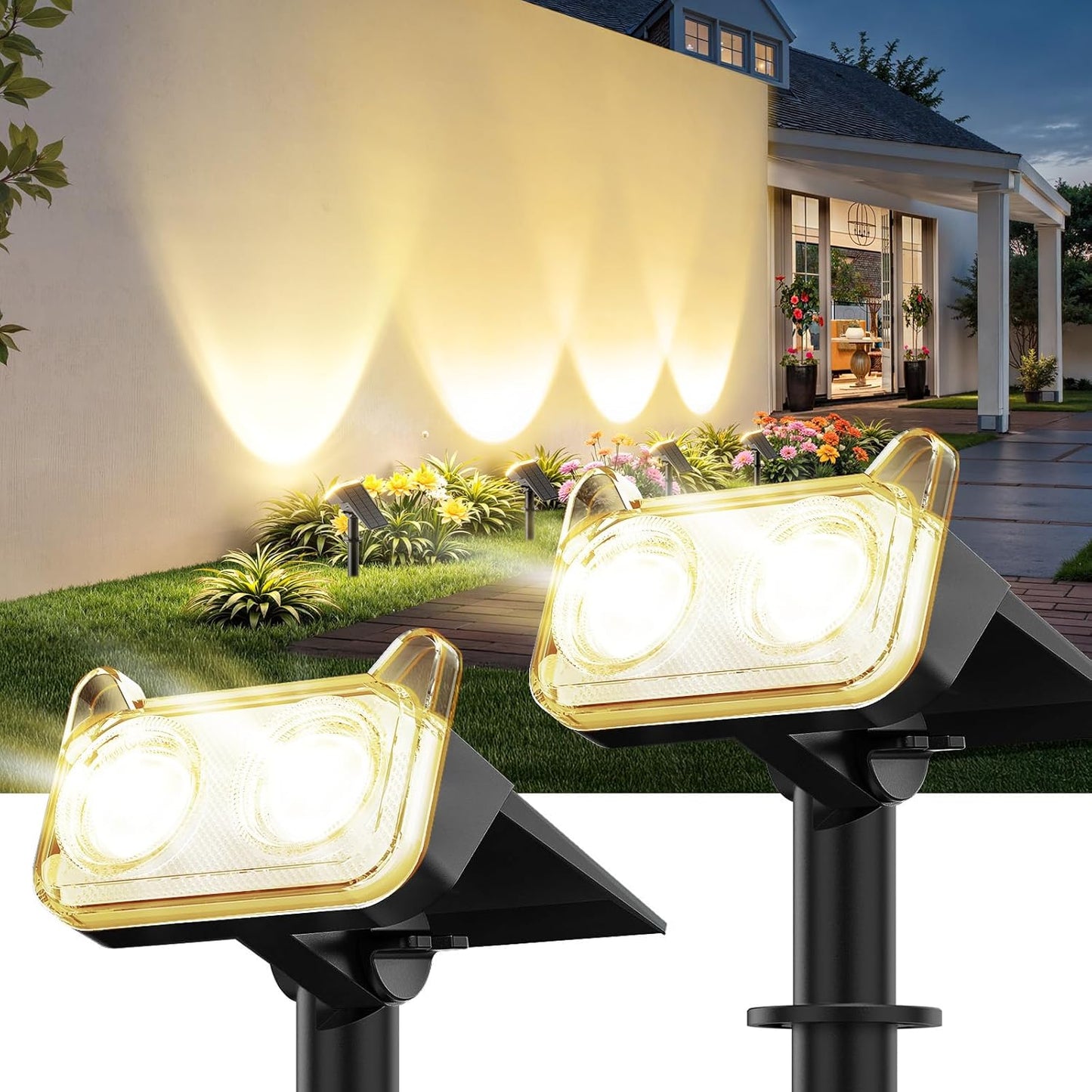 6 Pack Solar Spot Lights Outdoor - Waterproof LED Landscape Lighting, Auto ON/OFF, 135° Adjustable for Garden, Pathway & Tree Decor