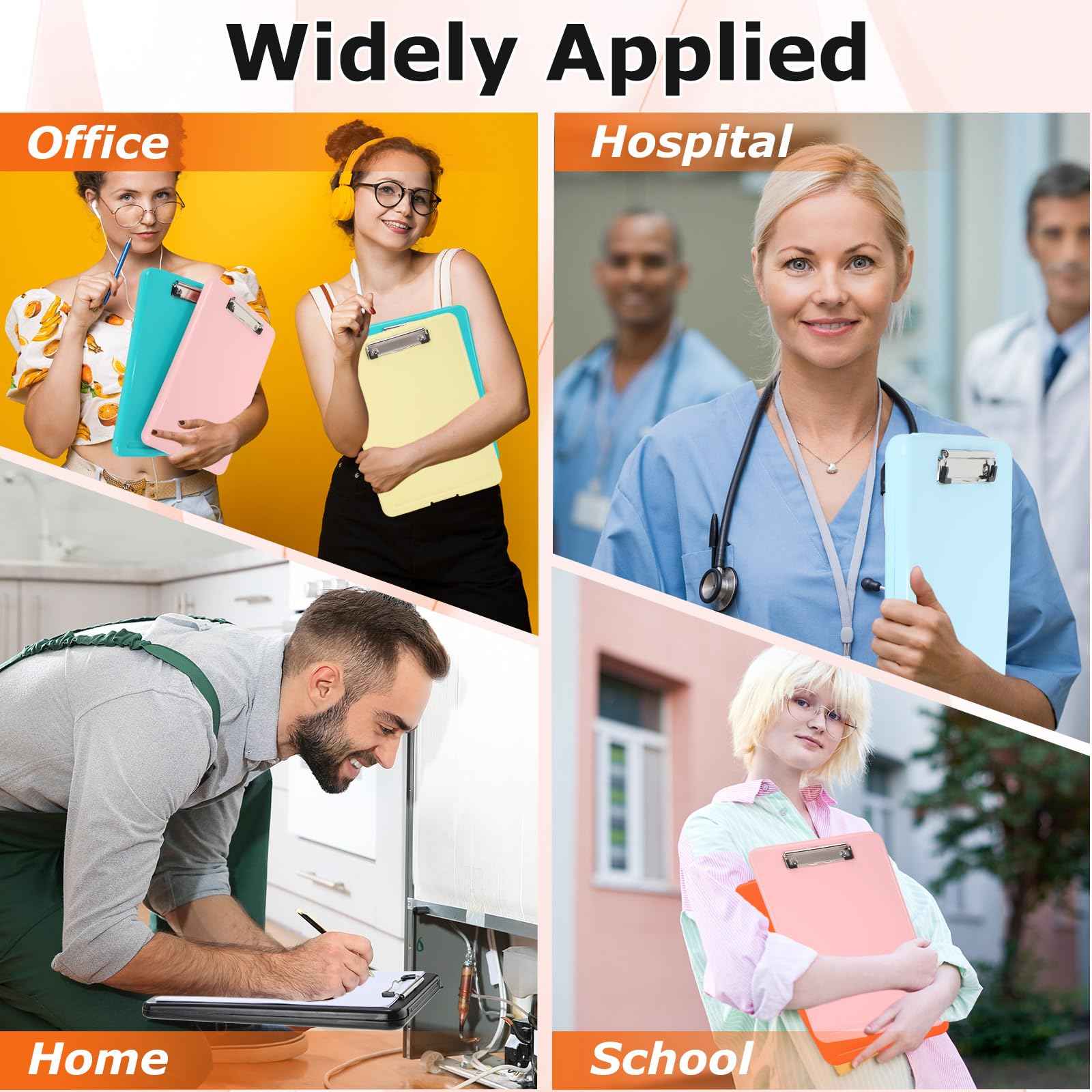 6 Pieces Clipboard with Storage 9.5 x 13.5'' Plastic Nursing Clip Boards with Pen Holder High Foldable Binder Folder Paper Organizer for Nurses Teachers Back to School Office Supplies(Macaron Color)